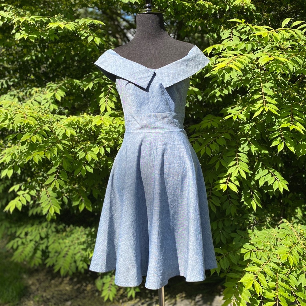 Chambray Off the Shoulder Dress